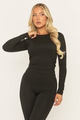 Black Long Sleeve Top and Energise Legging Activewear Set - Shanee