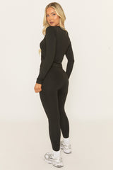 Black Long Sleeve Top and Energise Legging Activewear Set - Shanee