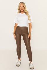 Chocolate PU Leggings - Olivvia