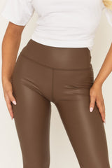Chocolate PU Leggings - Olivvia