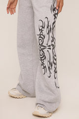 Grey Graphic Printed Jogger Trouser - Bertha