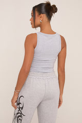 Grey Graphic Printed Racer Vest Top - Chelsea