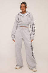Grey Graphic Printed Jogger Trouser - Bertha