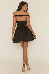 Black Off Shoulder Structured Mini Dress - Sammia