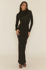 Black Gold Chain Trim Maxi Dress - Serra