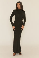 Black Gold Chain Trim Maxi Dress - Serra