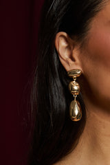 Gold Drop Detail Stud Earrings - Karey