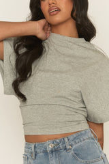 Grey Short Sleeve Cinched Waist T-Shirt - Hilde