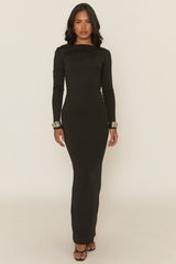 Black Low Back Ruched Maxi Dress - Marlea