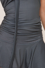 Blue Striped Halter Neck Mini Dress - Cailin