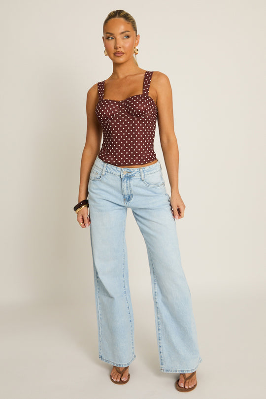 Blue Acid Wash Wide Leg Jeans - Arlan