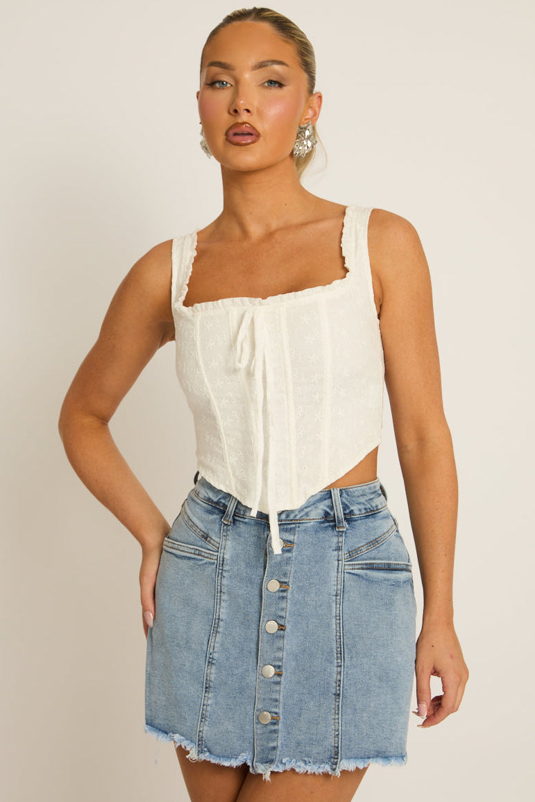 Blue Button Front Denim Skort - Jaxson