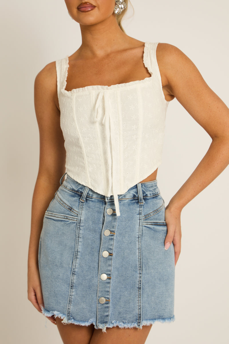 Blue Button Front Denim Skort - Jaxson