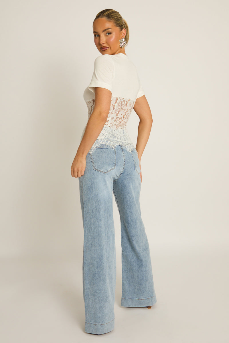 White Lace Corset T-shirt - Evanna