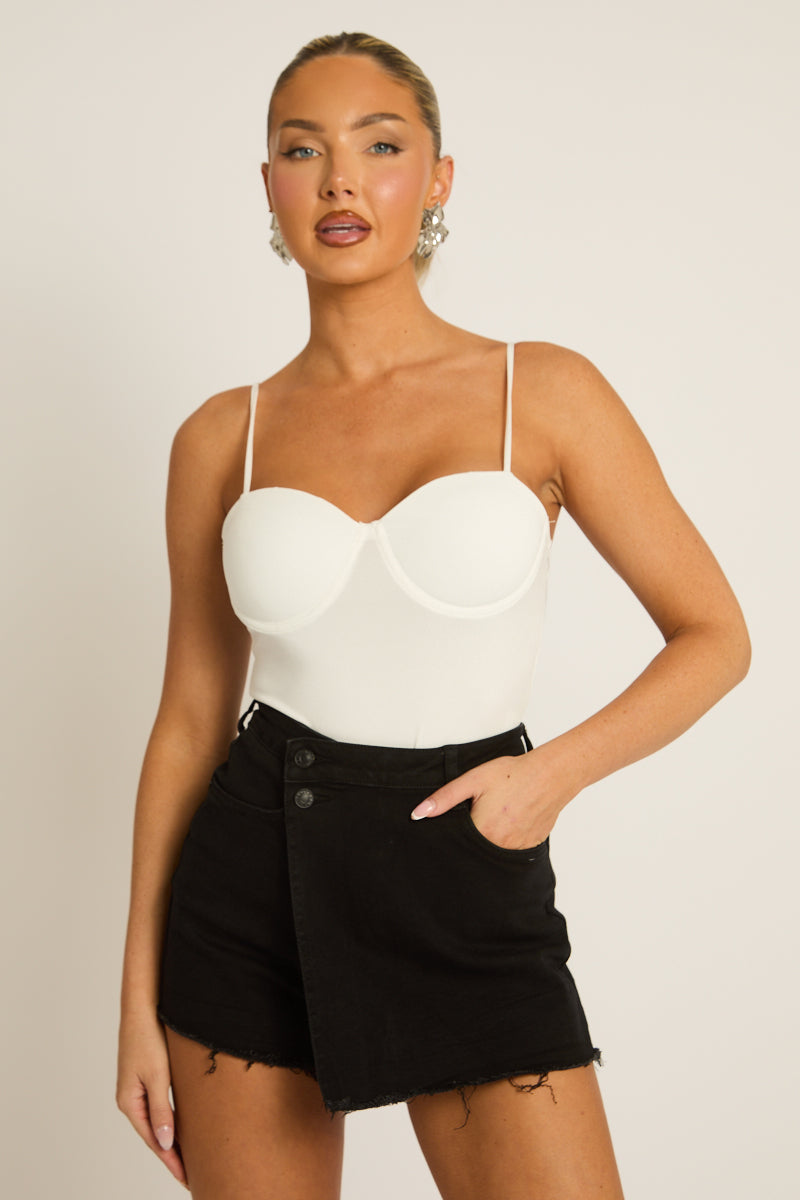 Black Asymmetric Waist Denim Skort - Marny