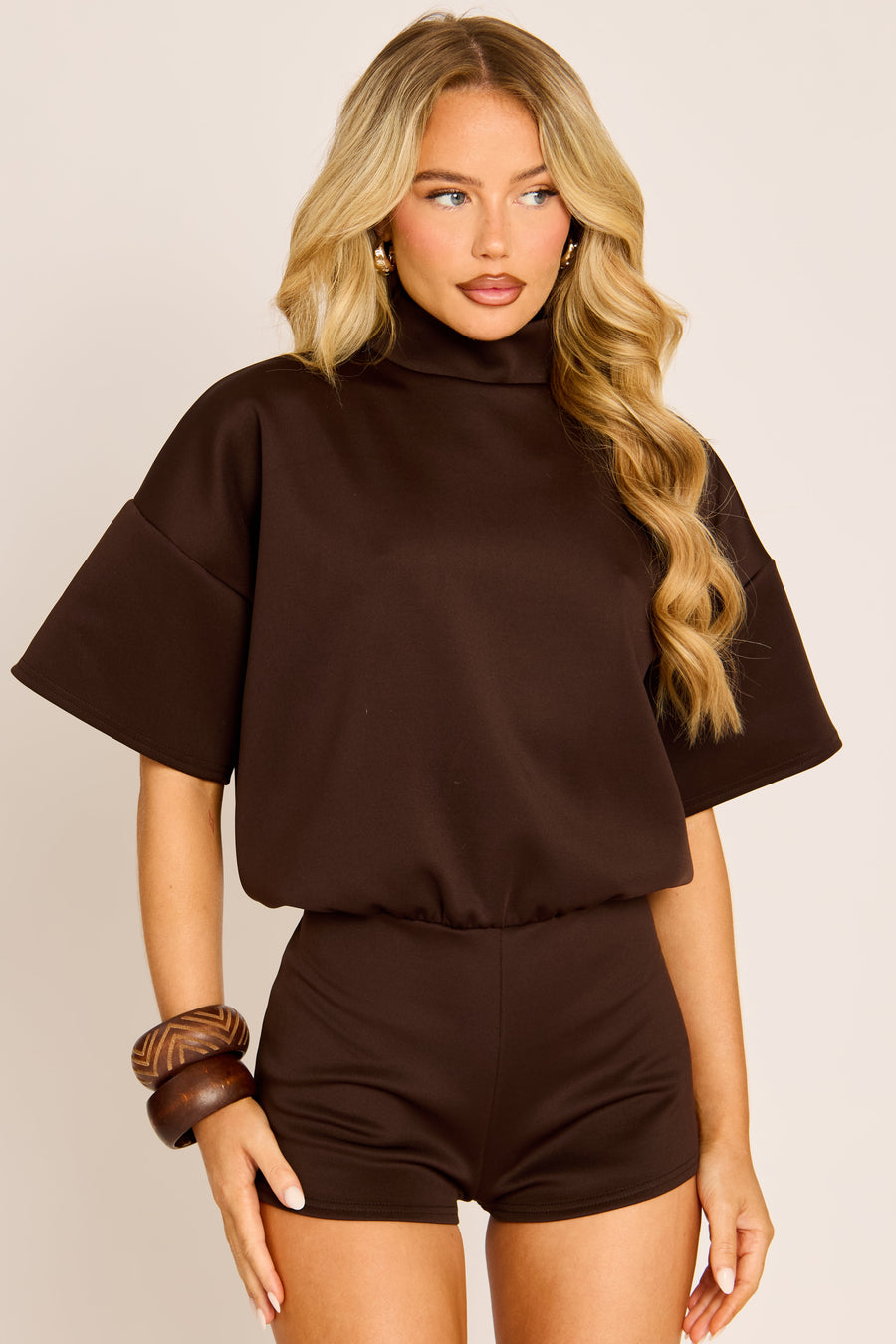 Chocolate Open Back Micro Playsuit - Whitney