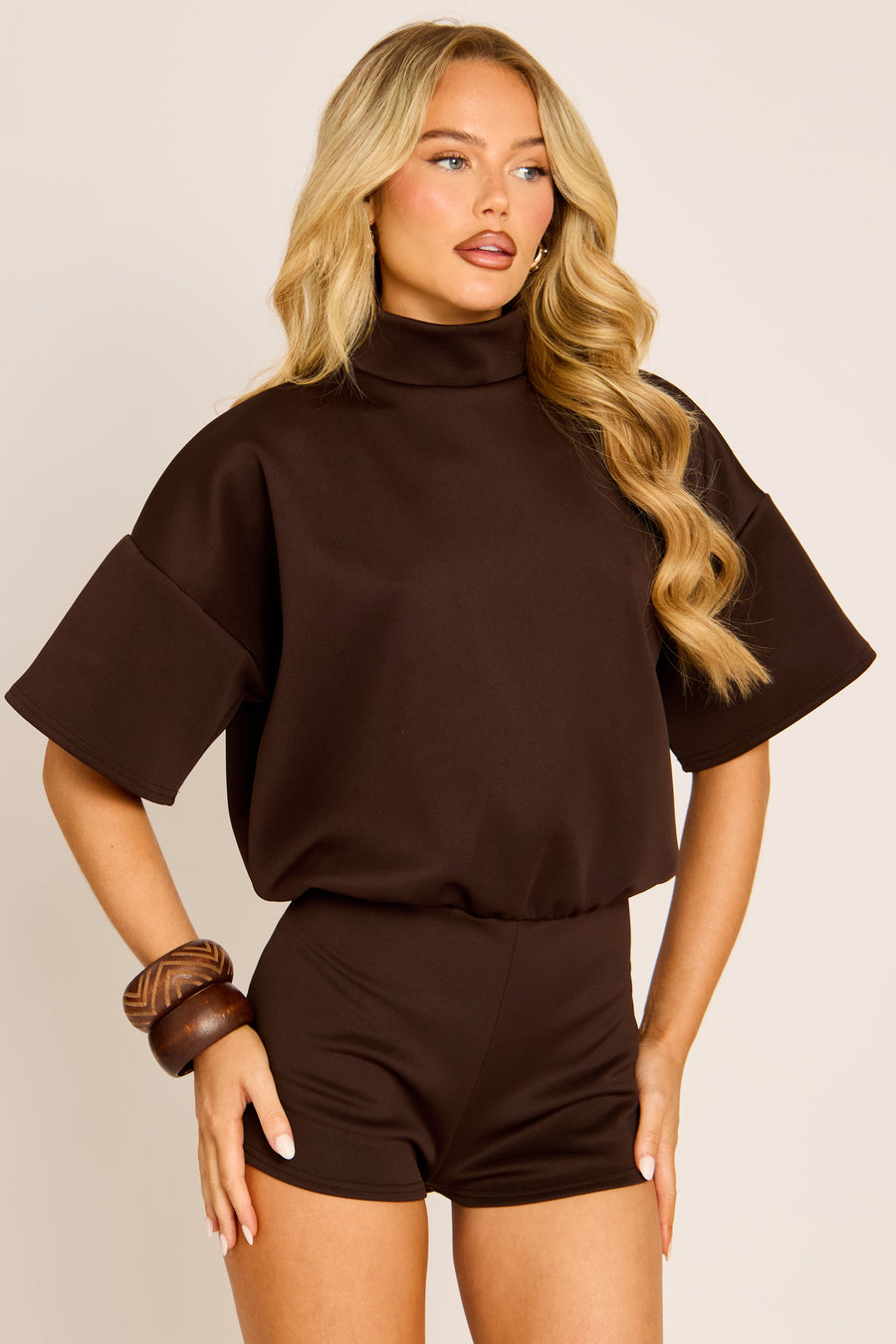 Chocolate Open Back Micro Playsuit - Whitney
