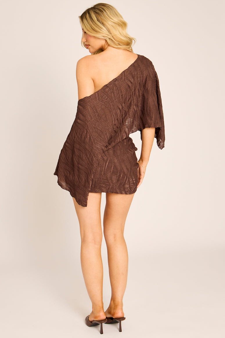 Chocolate Textured Shawl and Skirt Co-ord Set - Bimbola