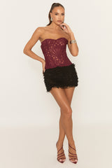 Black Textured Mini Skirt - Joslee