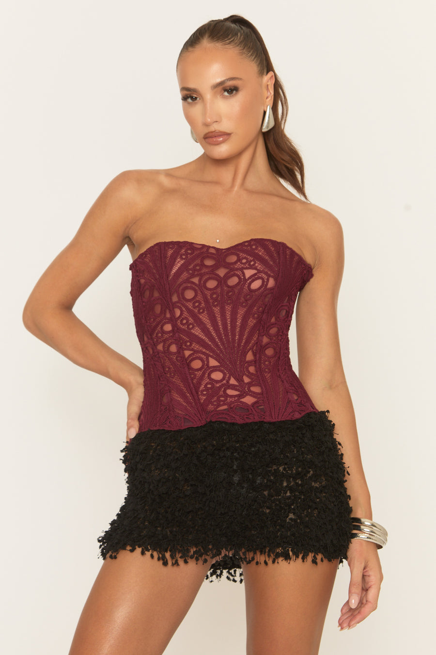 Black Textured Mini Skirt - Joslee