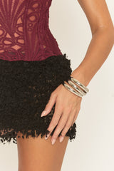 Black Textured Mini Skirt - Joslee