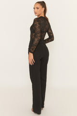 Black Sheer Lace High Neck Bodysuit - Kiane