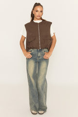 Chocolate Cropped Utility Jacket - Santona