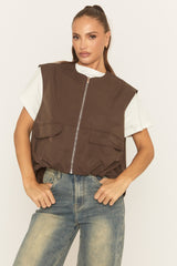 Chocolate Cropped Utility Jacket - Santona