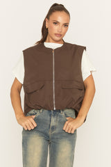 Chocolate Cropped Utility Jacket - Santona