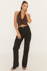 Chocolate Gathered Halter Top - Arum
