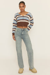 Blue Striped Knit Cardigan - Karissa
