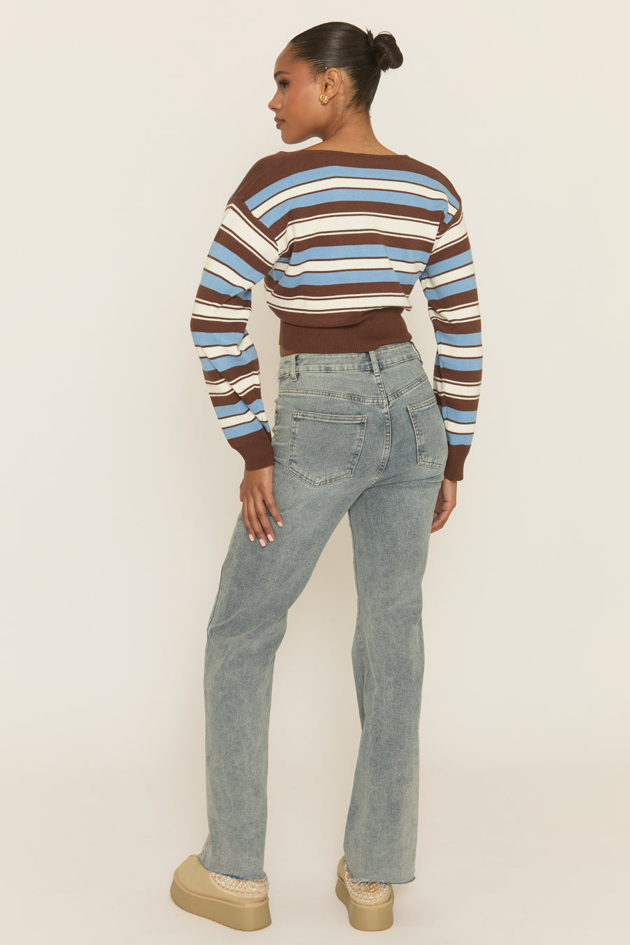 Blue Striped Knit Cardigan - Karissa