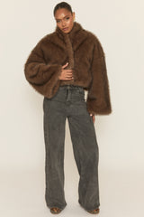 Brown Premium Faux Fur Coat - Amelda
