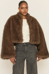 Brown Premium Faux Fur Coat - Amelda
