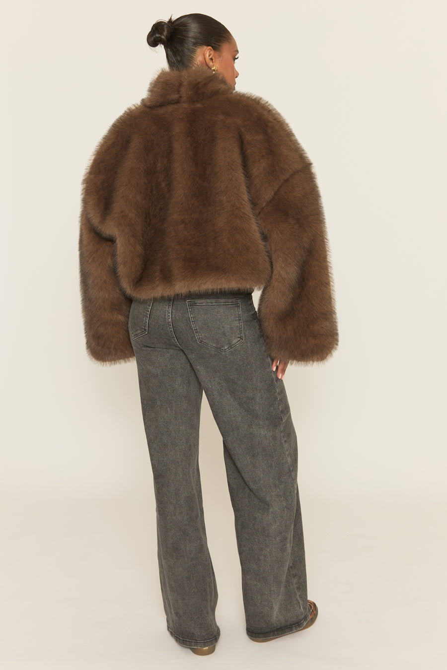 Brown Premium Faux Fur Coat - Amelda