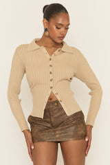 Vintage Brown PU Mini Skirt - Nealla