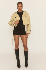 Beige Cropped Trench Coat - Zahra