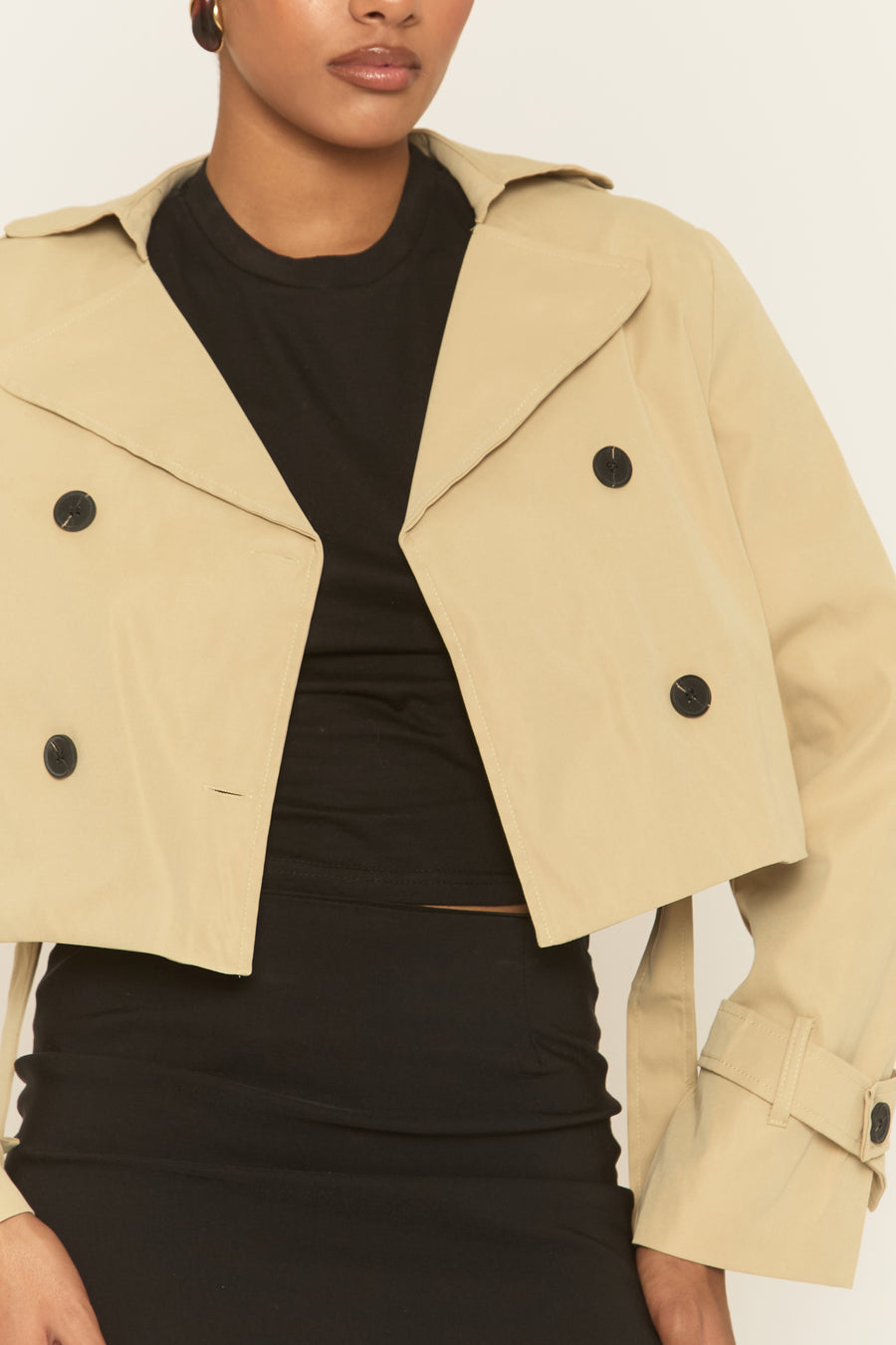 Beige Cropped Trench Coat - Zahra