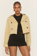 Beige Cropped Trench Coat - Zahra