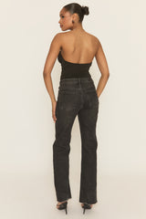 Black Gold Trim Cowl Neck Bodysuit - Irella