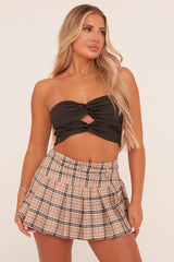 Black Bandeau Twist Front Cropped Top - Annina