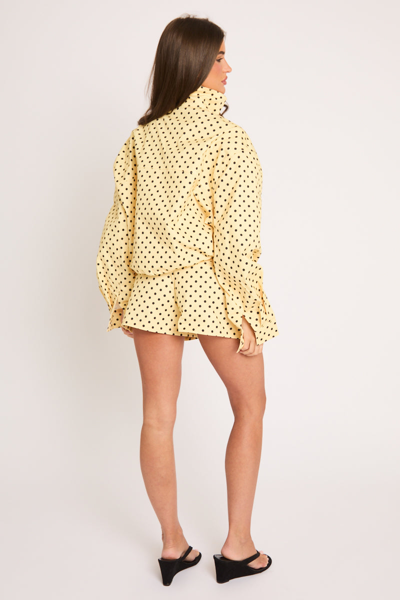 Yellow Polka Dot High Neck Zip Through Jacket - Malvin