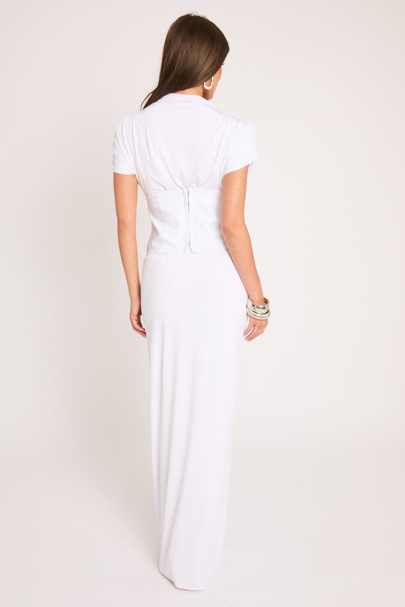 White 2-in-1 Corset Maxi Dress - Rochelle
