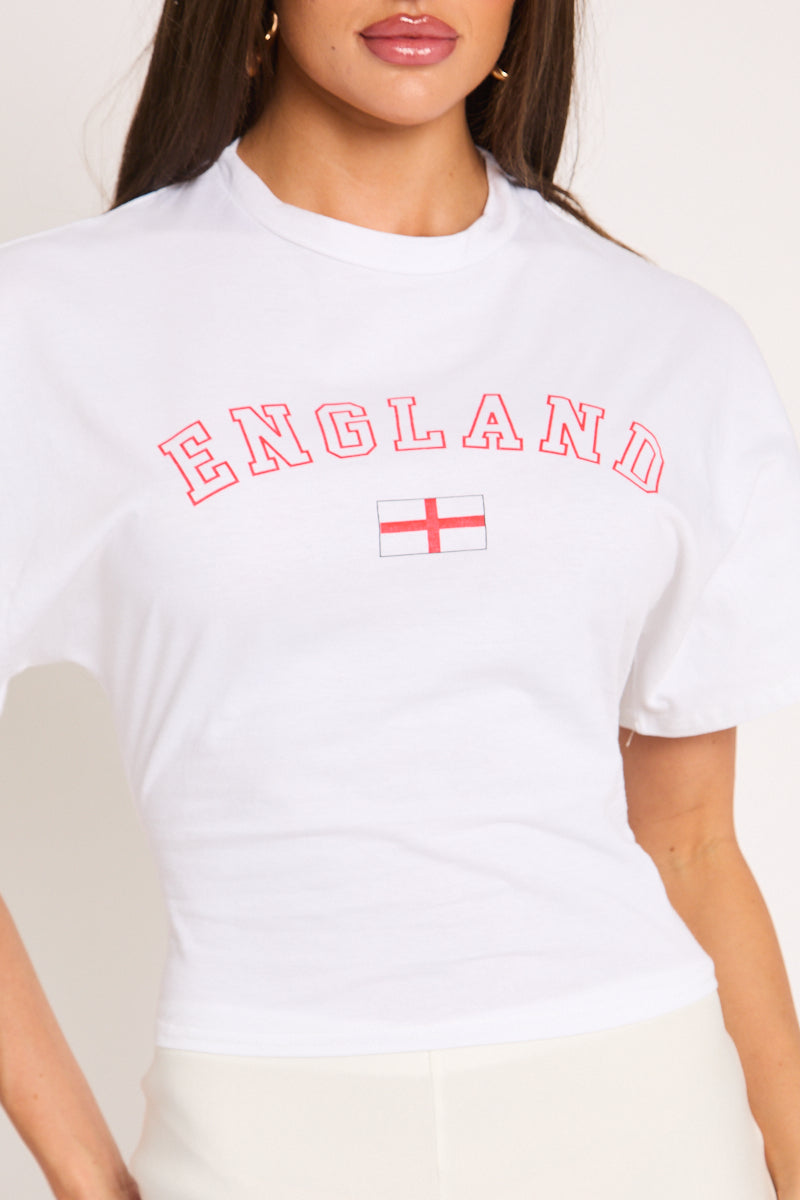 White England Graphic Short Sleeve Cinched Waist T-Shirt - Margot