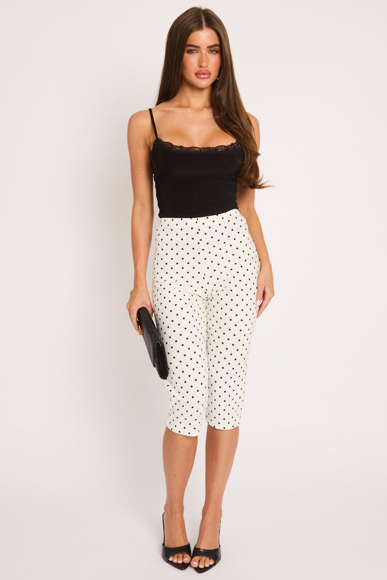 White Polka Dot Capri Pants - Ellie