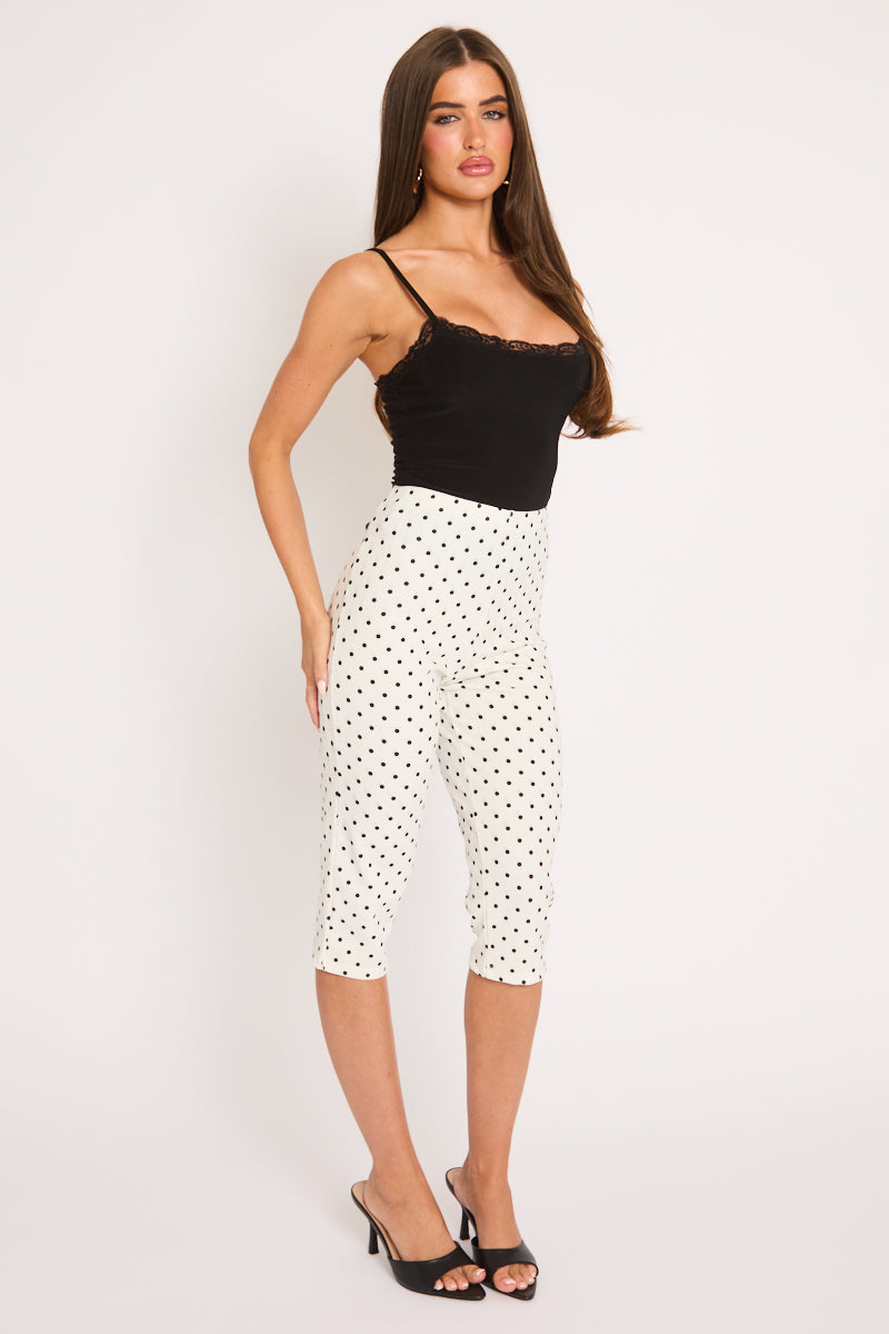 White Polka Dot Capri Pants - Ellie