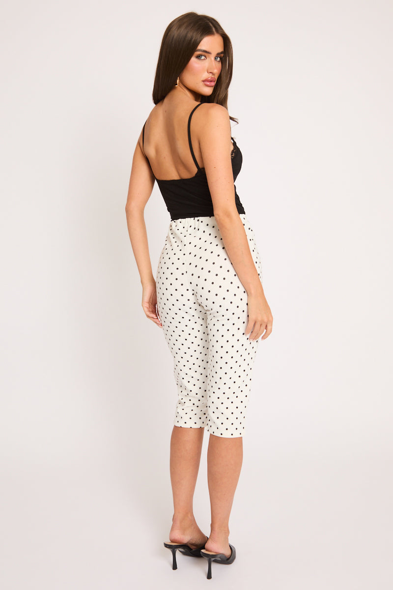 White Polka Dot Capri Pants - Ellie