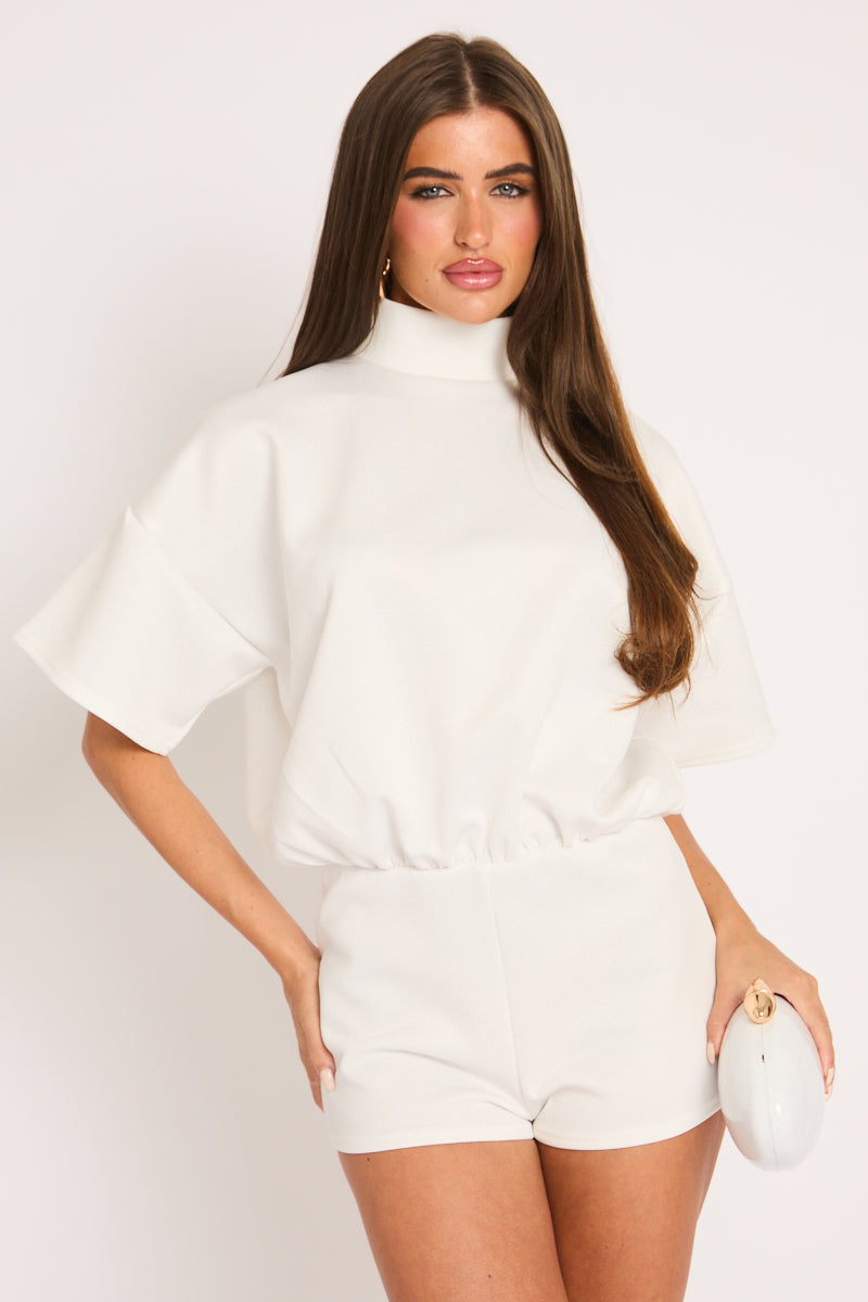 White Open Back Micro Playsuit - Whitney