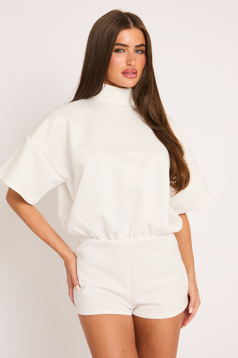White Open Back Micro Playsuit - Whitney