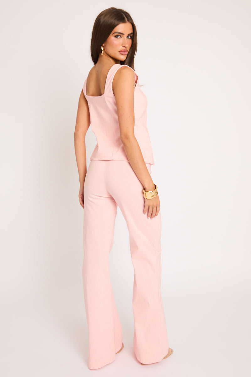 Pink Waistcoat and Flare Trouser Co-ord Set - Murphy